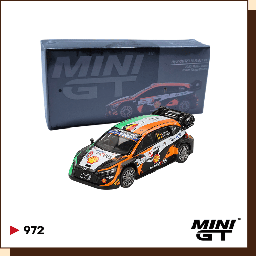 MINI GT Hyundai i20 N Rally1 #11 Rally Croatia 2023 #972 met origineel MINI GT-doosje