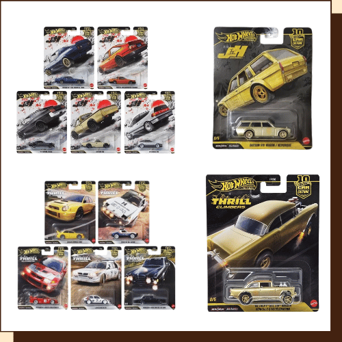 Inhoud van de Hot Wheels Premium 2026 Factory Set 1 met Japan Historics, Thrill Climbers en Team Transport