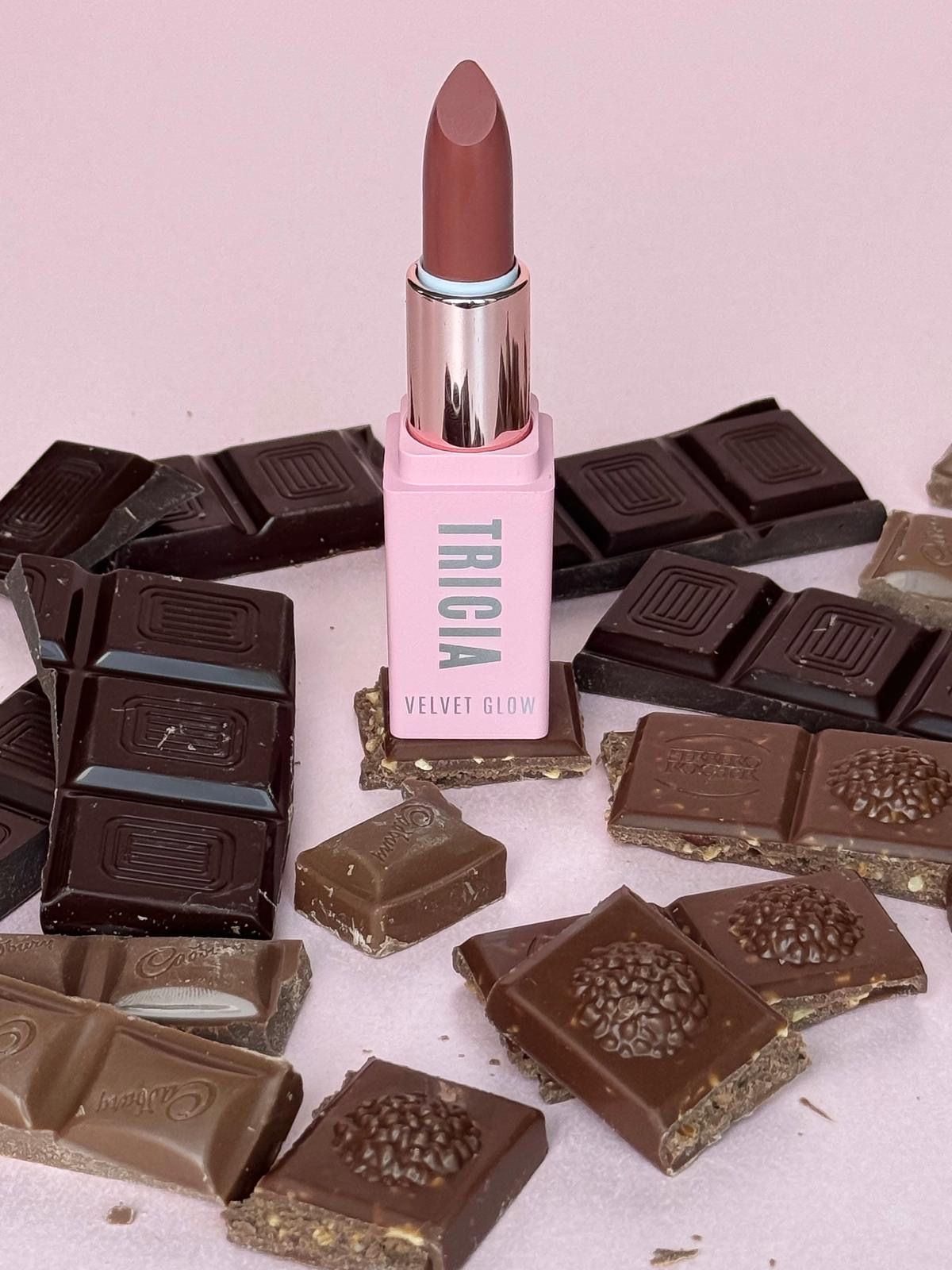 Velvet Glow Waterproof Lipstick (Built-in Mirror) — Birkin Brown