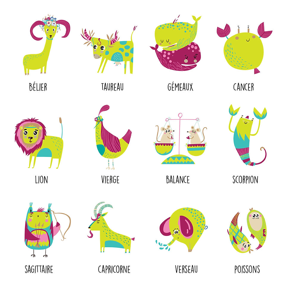 Miniature : Affiche animaux signe astrologique enfant personnalisable