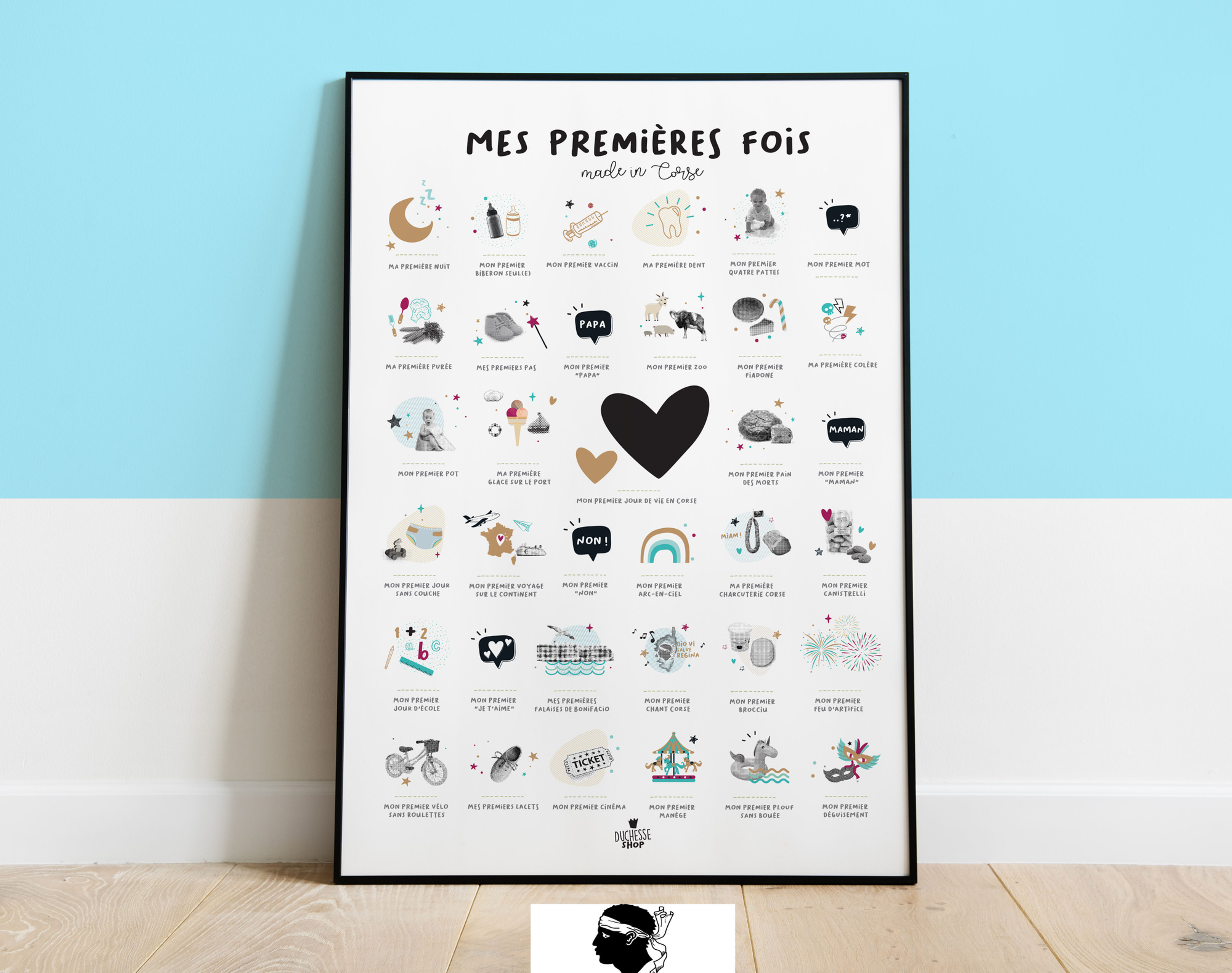 Affiche mes premières fois en Corse à tamponner