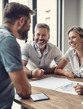Happy couple meeting with a highly respected contractor.jpg
