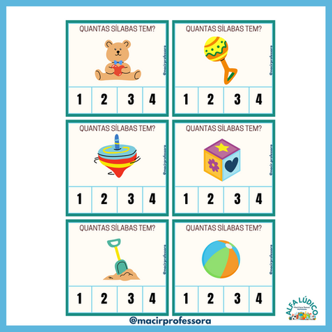 IDENTIFICANDO QUANTIDADE DE SÍLABA DE CADA OBJETO