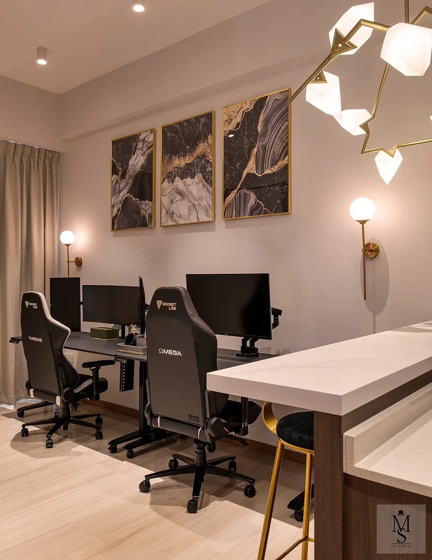 Scandinavian office chair and corner desk