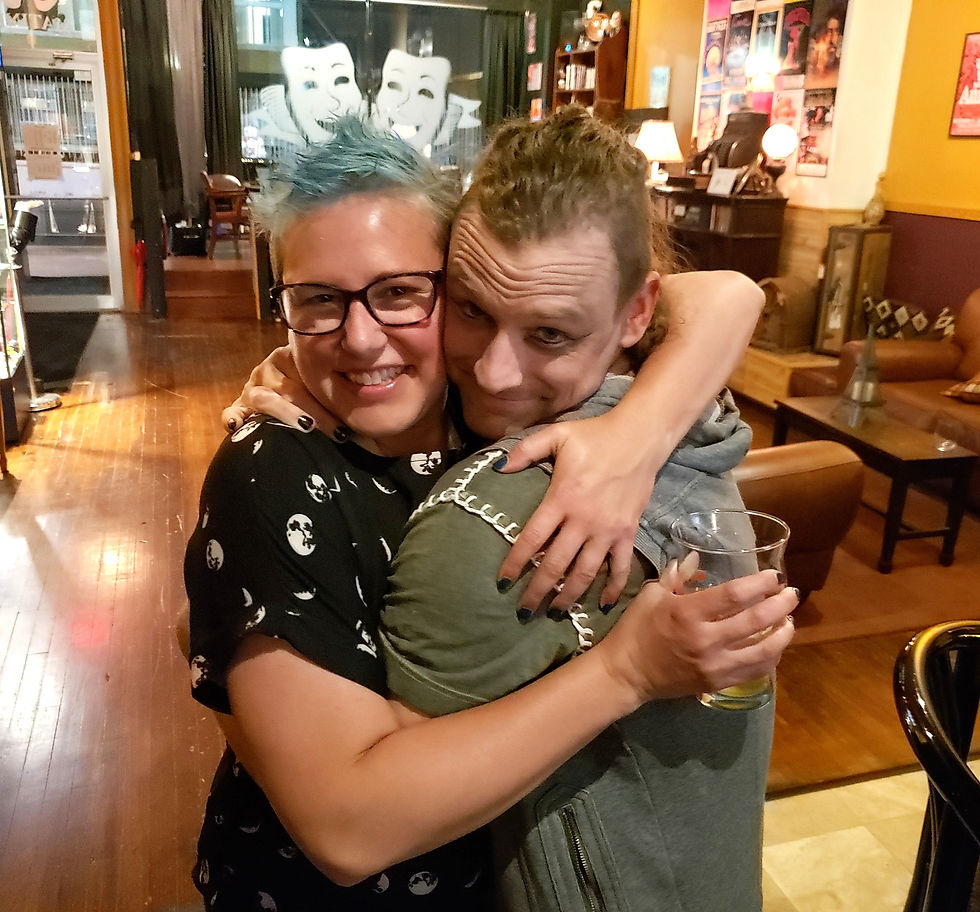 If Ariel and Caliban are hoisting a glass together at 9 p.m, you know it's raining in Delaware Park!  Robyn Lee Horn and Phil Wackerfuss 