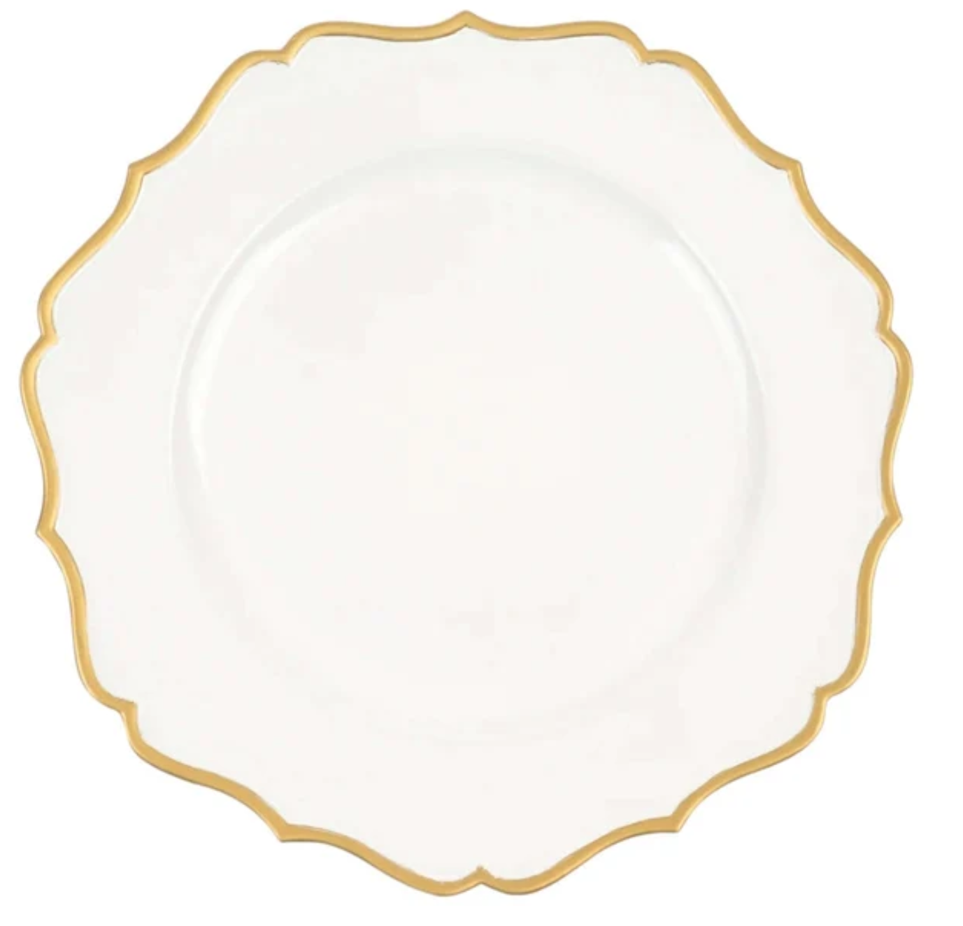 White Scalloped Gold Rim Charger