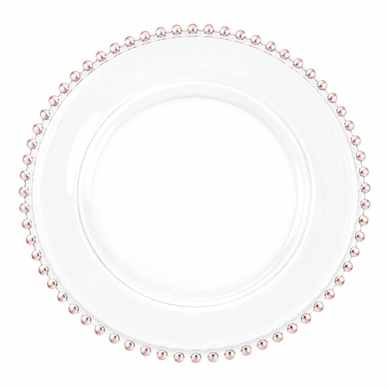 Clear Rose Gold Beaded Charger
