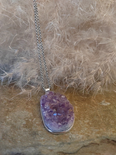 Pendentif Améthyste Brute Naturelle Violette - Fait Main - Taille 1,75 Pouces (environ 4,4 Cm)