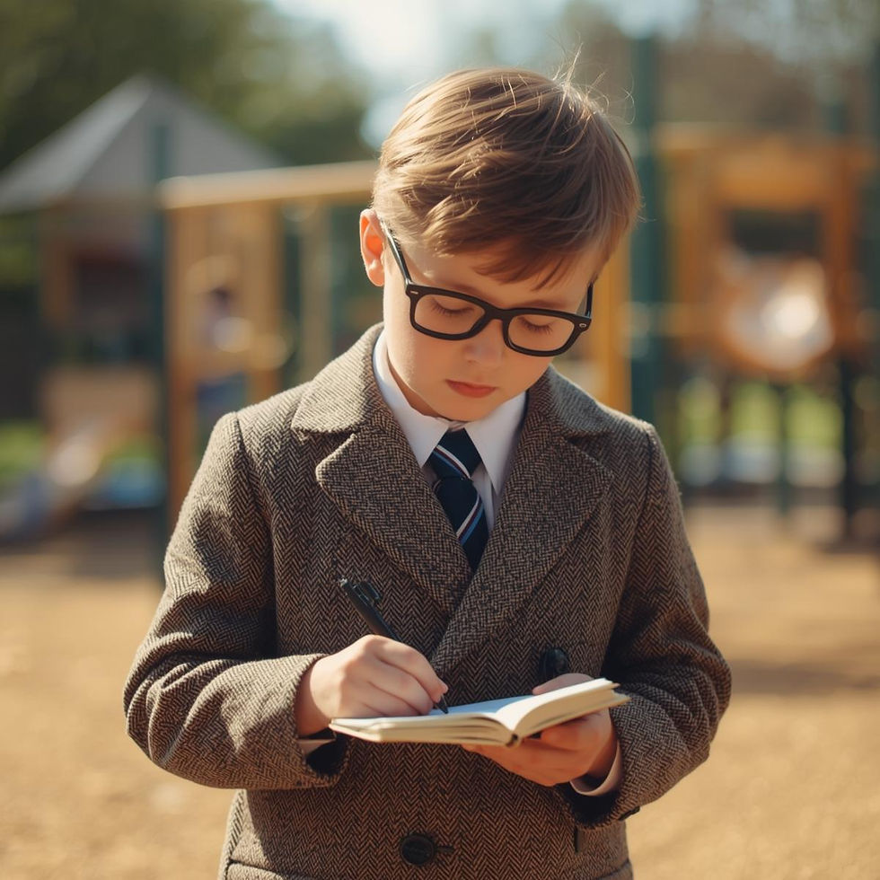 Actual picture of me writing on the playground (not really.)