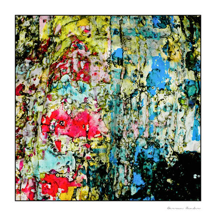 An abstract image of litter on the floor washed out by rain and bleached by sunshine to resemble abstract art