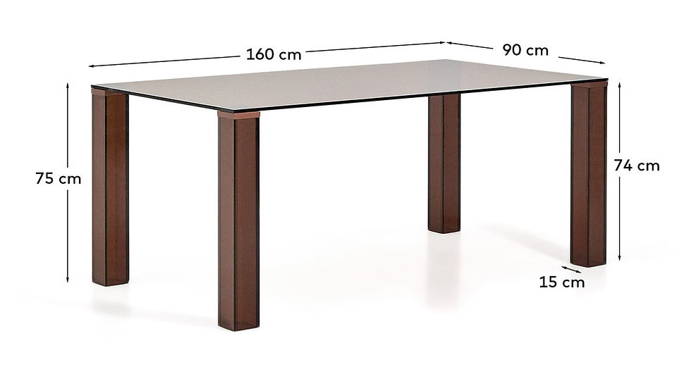 Veylan Glass Dining Table 160 cm dimensions diagram