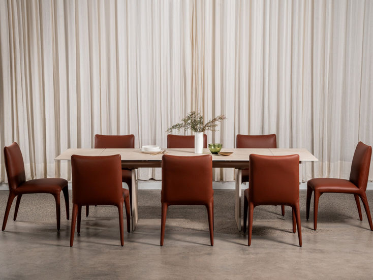 Hollis Dining Chairs in eco-leather around a long table