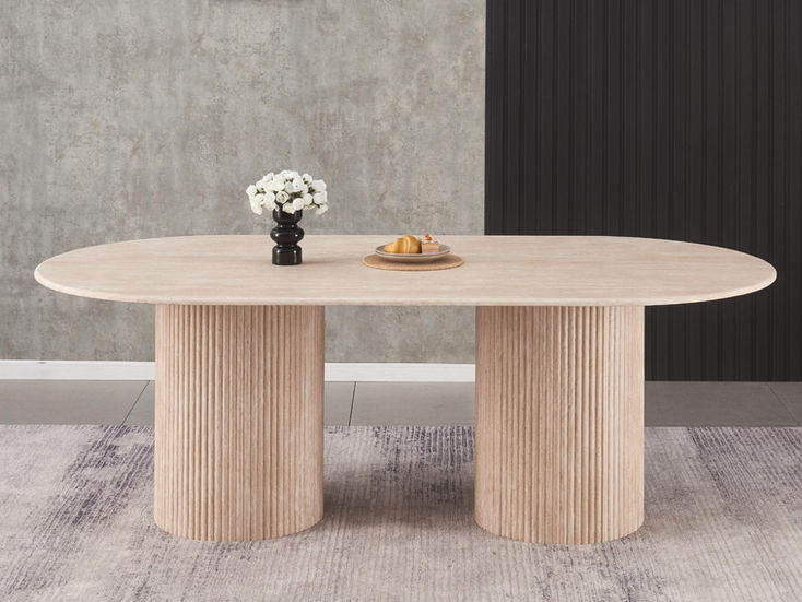 Orren Rectangular Dining Table 2000 with ribbed pedestal base