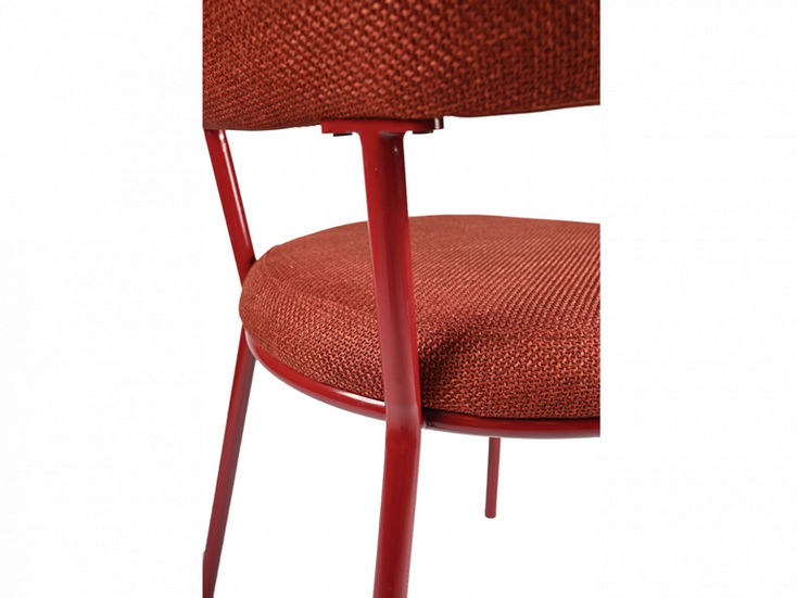 Close-up of the Bramwell Dining Chair red seat and frame