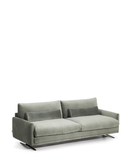Elvani 3 Seater Sofa in grey velvet with slim legs