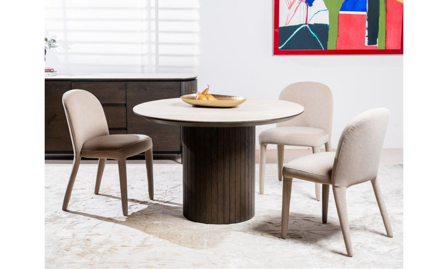 Hartwell Dining Chairs around a round pedestal table