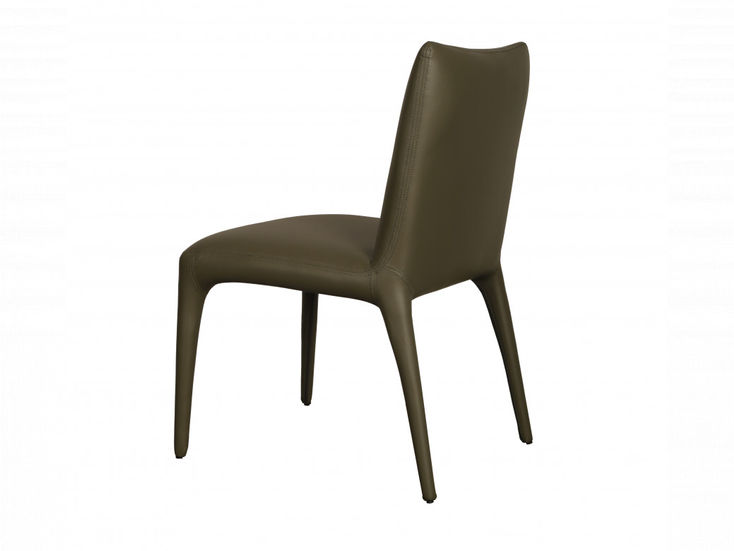 Rear view of the Hollis Dining Chair in olive green eco-leather.