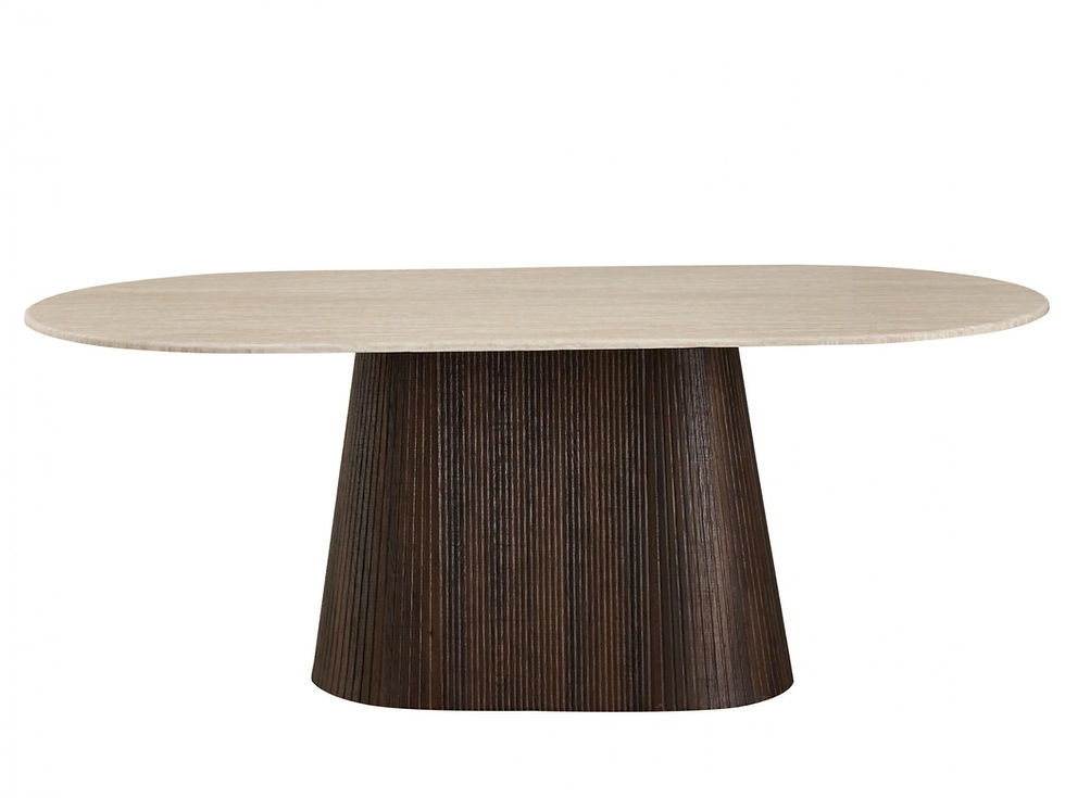 Evendale Dining Table 2400 with dark wood pedestal base