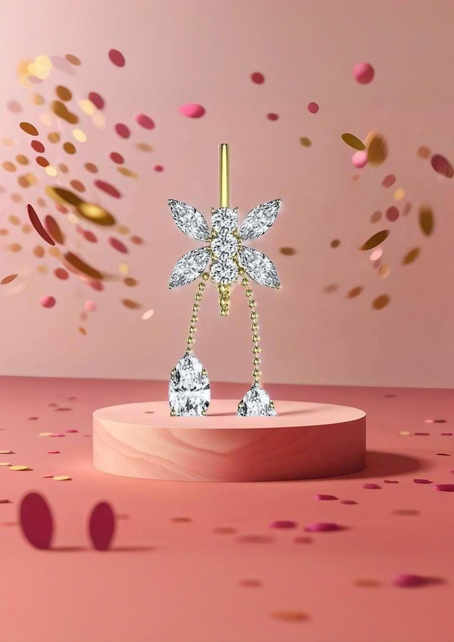 14KT gold dragonfly 10ml navel bar