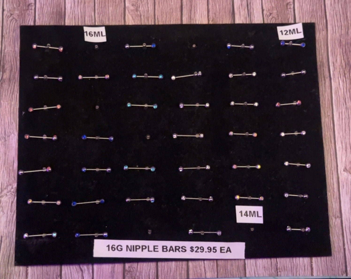 Double jewelled 16g,  SSS nipple bar