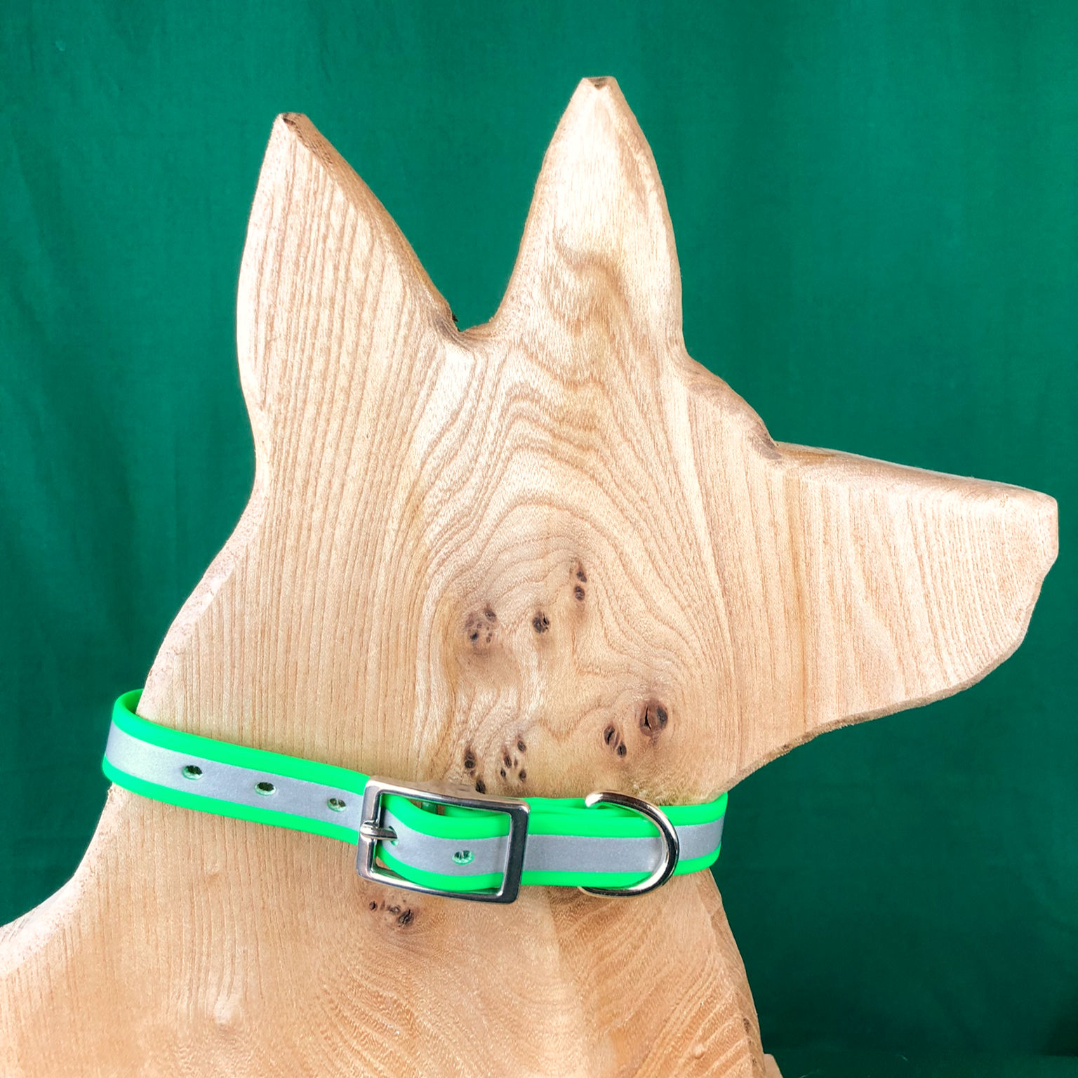 3/4" High Viz Green Collar 14" Nickle Buckle