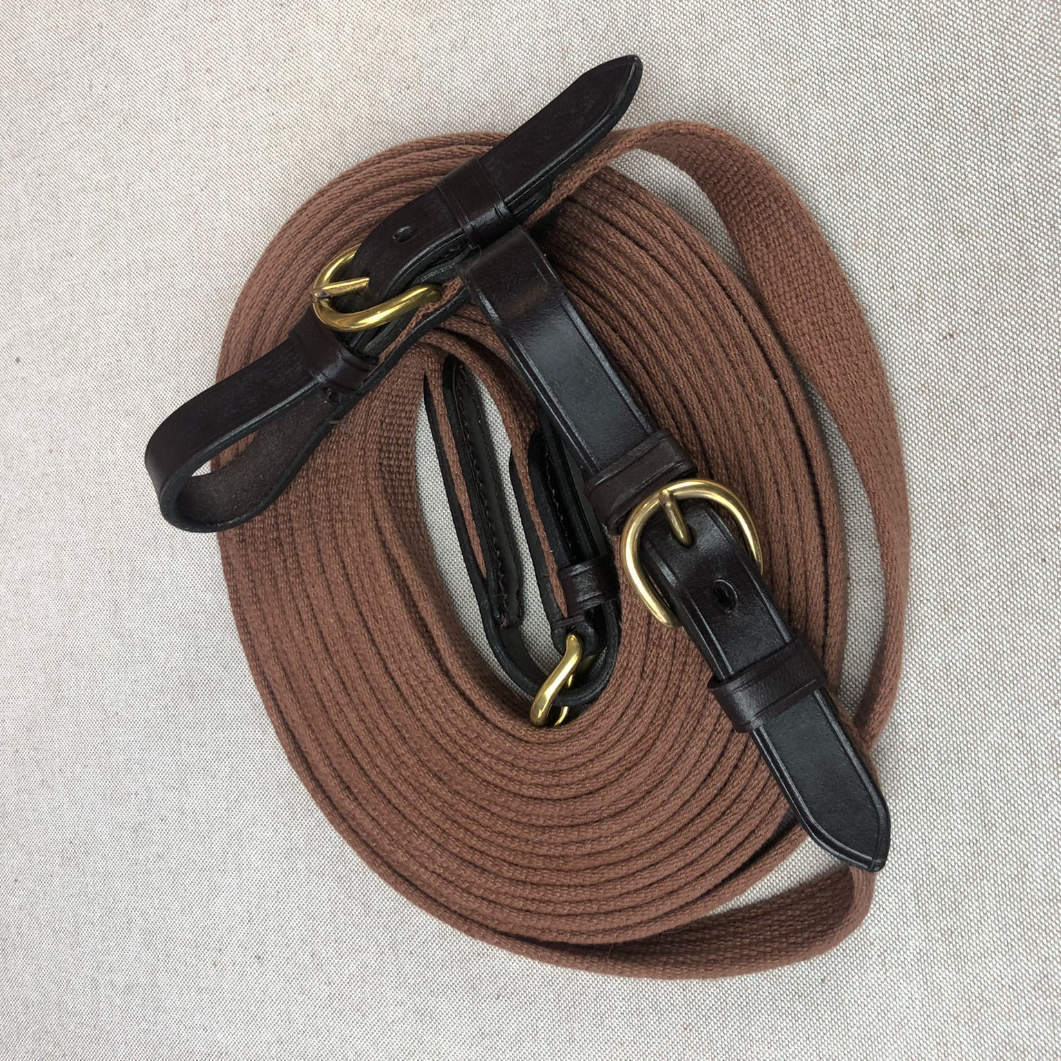 3/4" Brass London Cotton Web Driving Reins 12' 7"