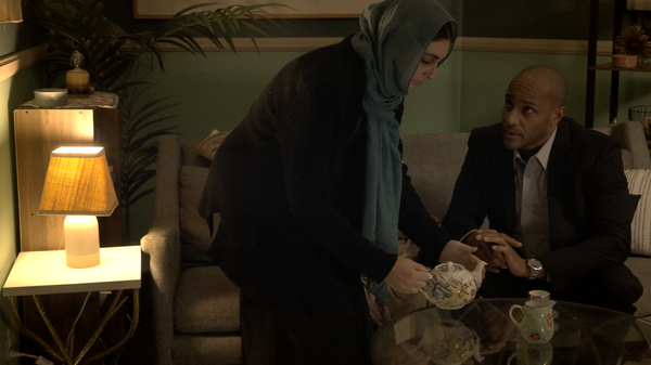 Living Room Demo Reel with actors engaged in a lively dialogue in a studio setting, highlighting dynamic interaction