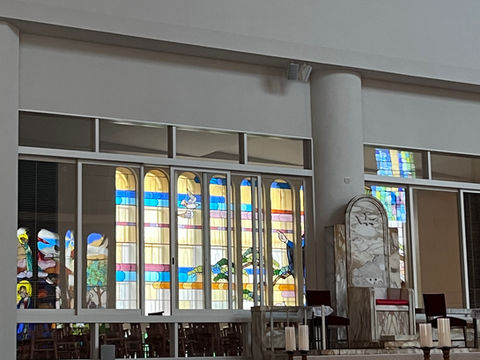 Small cathedral beyond the cathedra (seated chairs)