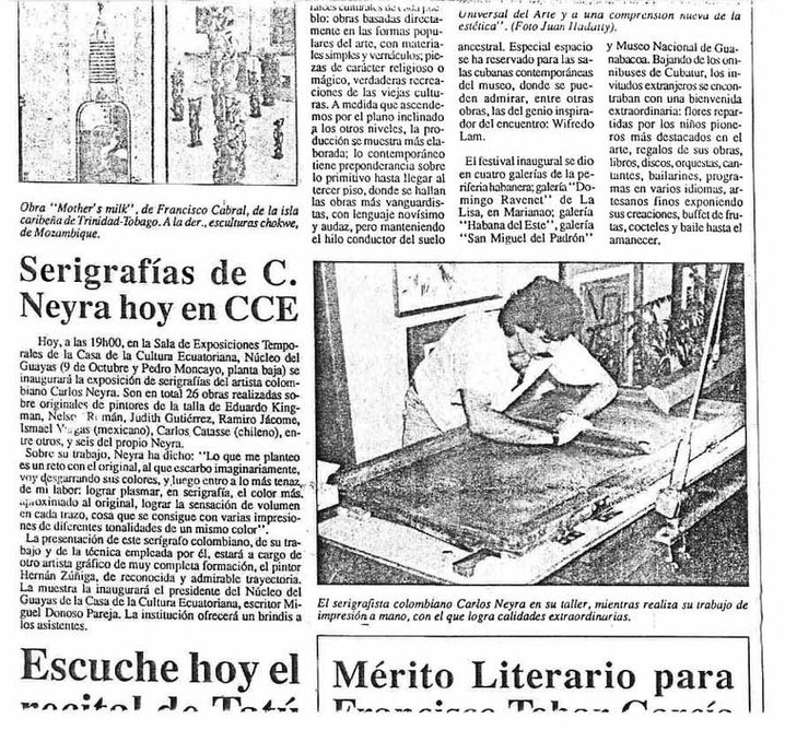 17 - OK - Baja - Serigrafías de C. Neyra en CCE, Exposición Serigrafías y procesos, Fundación Guayasamín, 1994.jpg