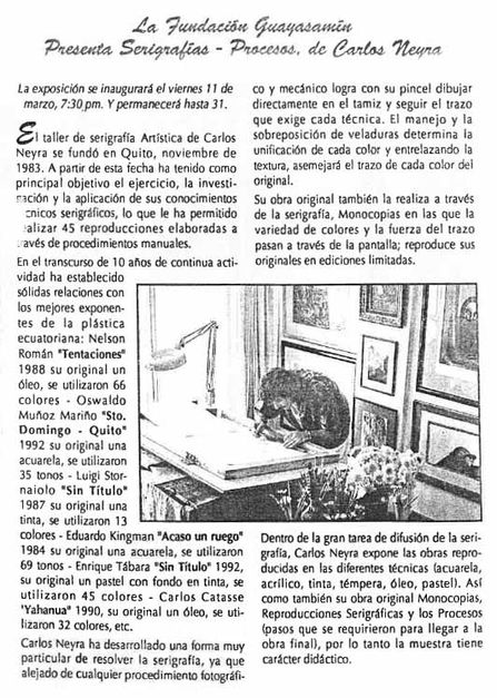 20 - Baja - La Fundación Guayasamín presenta Exposición de Serigrafías y procesos de Carlos Neyra, 1994.jpg