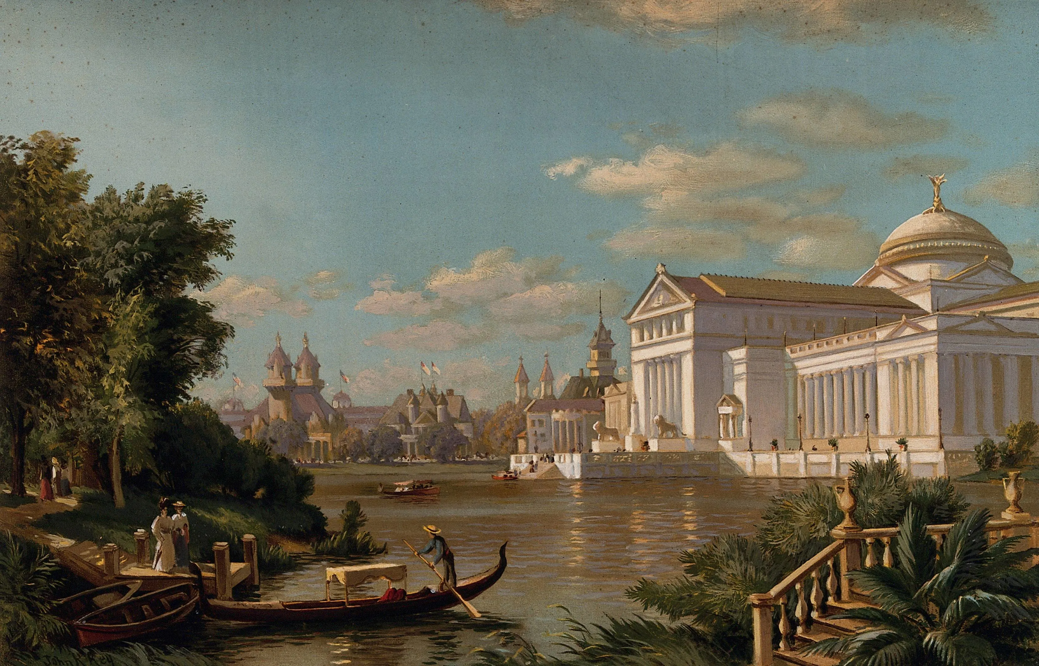 colour painting of the Chicago World's Fair, Columbian Exposition of 1893