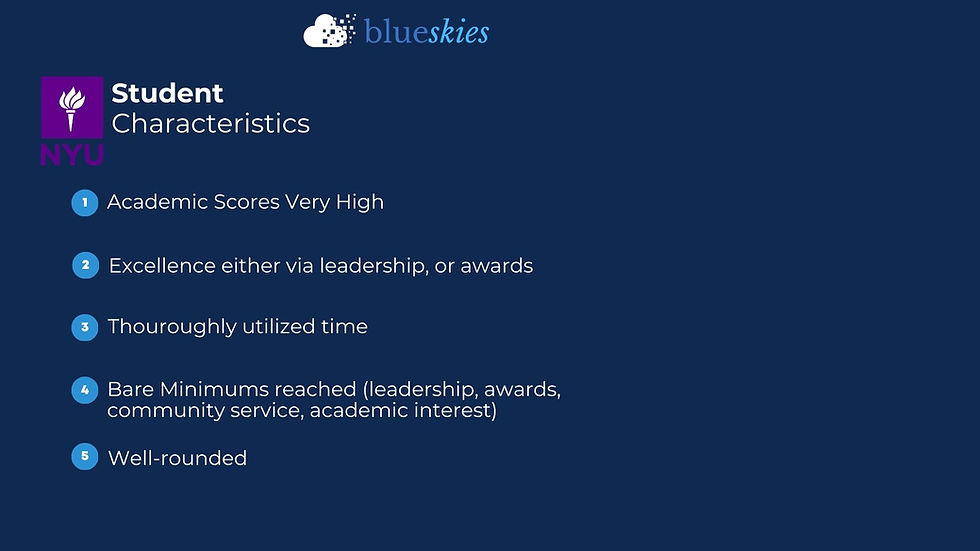 Commonalities amongst the 3 admits for NYU.