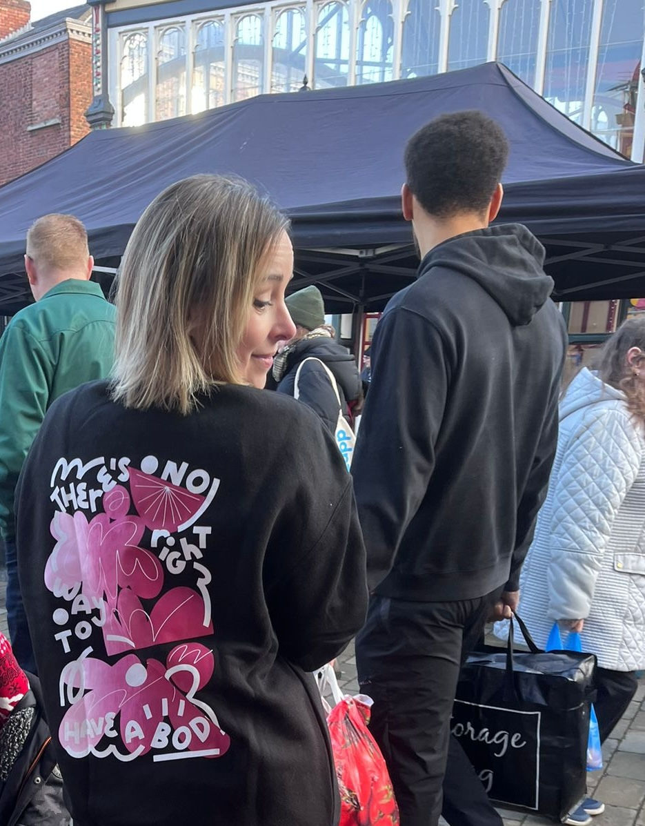 Thumbnail: Caroline Dowsett 'There's no right way to have a body' Black T Sweatshirt