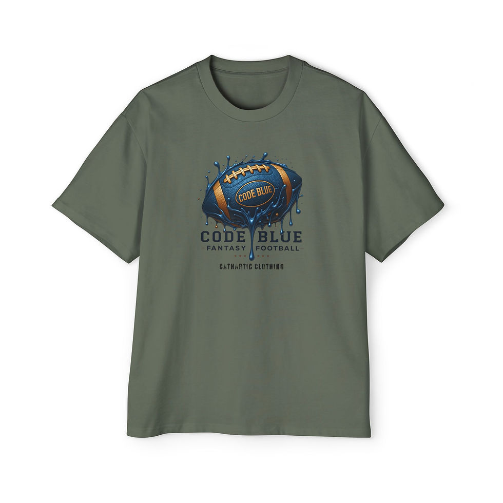 Thumbnail: Men's Oversized Tee, Comfortable T-Shirt, Sports Fan Apparel, Code Blue Graphic