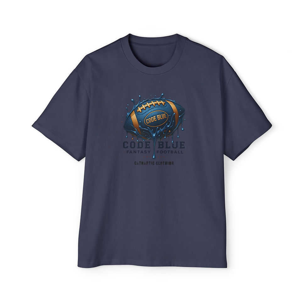 Thumbnail: Men's Oversized Tee, Comfortable T-Shirt, Sports Fan Apparel, Code Blue Graphic