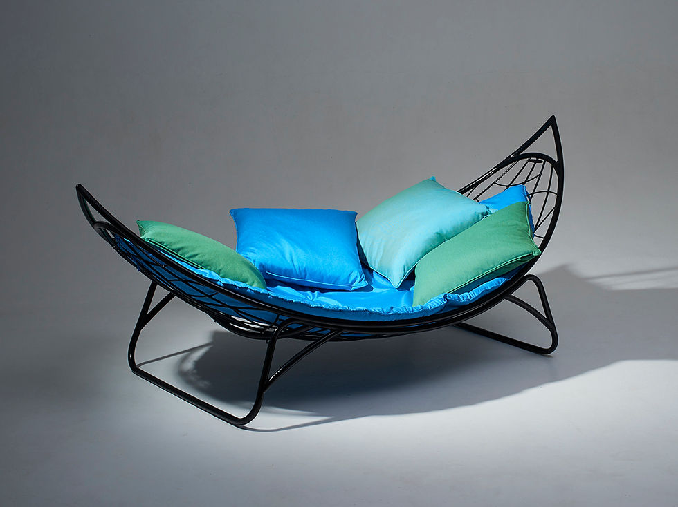 Thumbnail: The Melon Lounger  / Hammock on a base stand by Studio Stirling