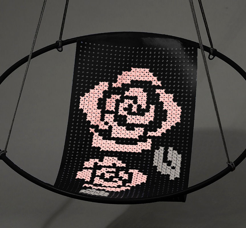 Thumbnail: Embroidery cross stitch swing chair by Studio Stirling