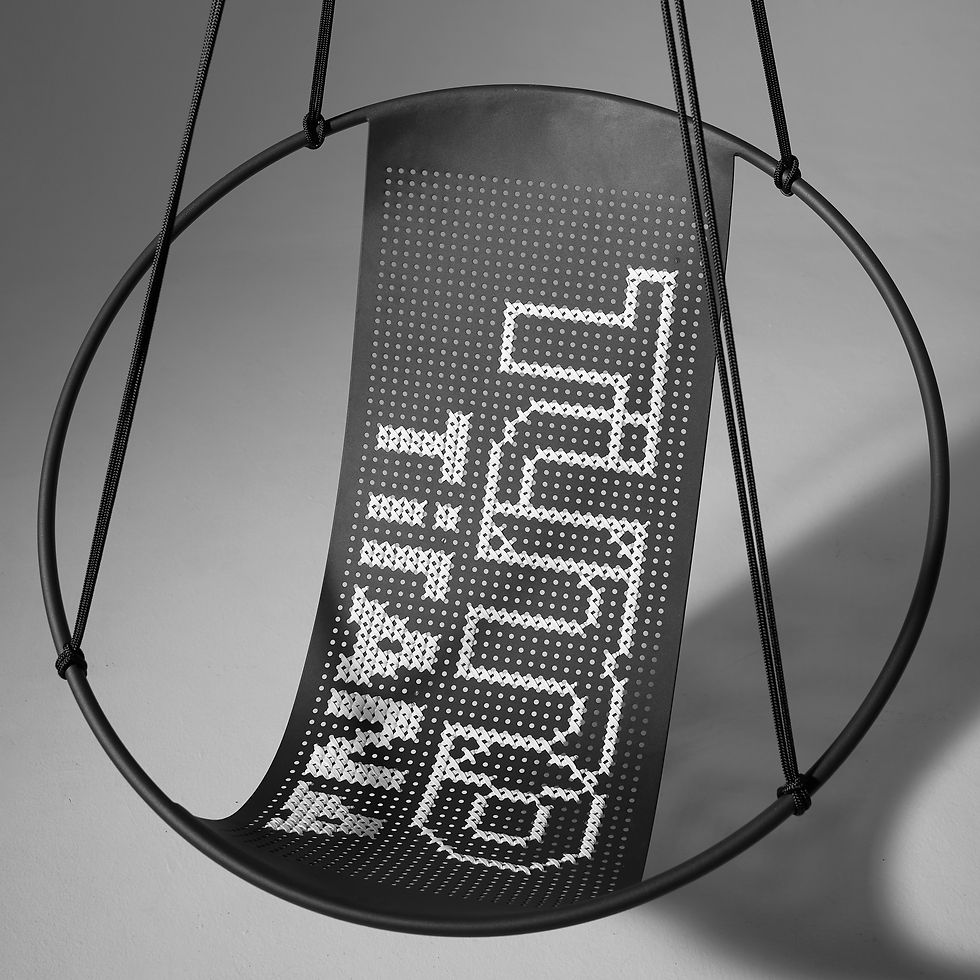 Thumbnail: Embroidery cross stitch swing chair by Studio Stirling