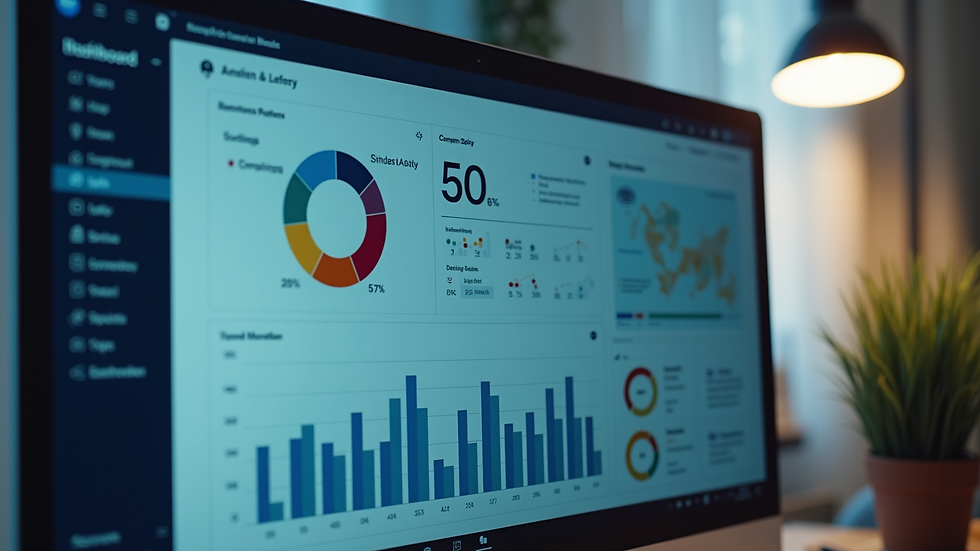 Close-up view of a computer screen showing an e-commerce dashboard