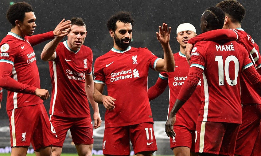 Liverpool scoring a Sadio Mane goal
