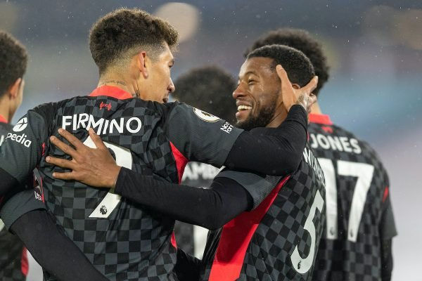 Firmino and Wijnaldum celebrating a goal against West Ham