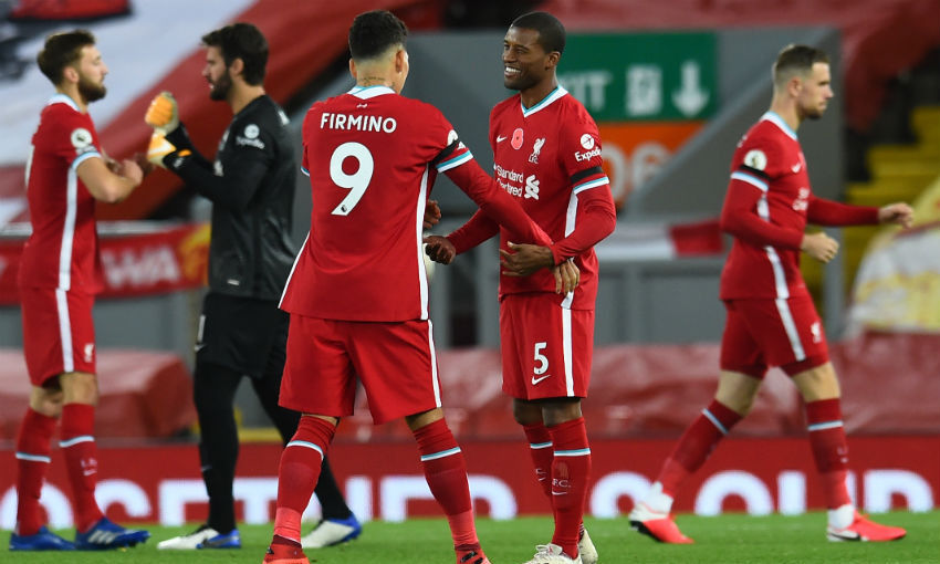 firmino and wijnaldum celebrating