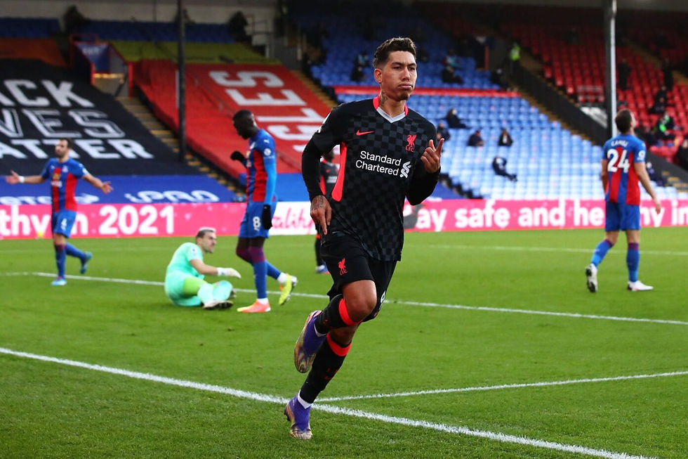 Firmino scoring against palace