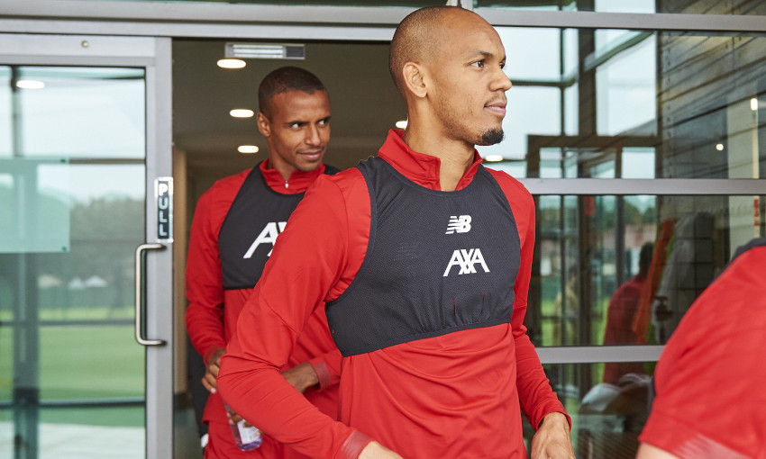 Matip and Fabinho in training at Melwood