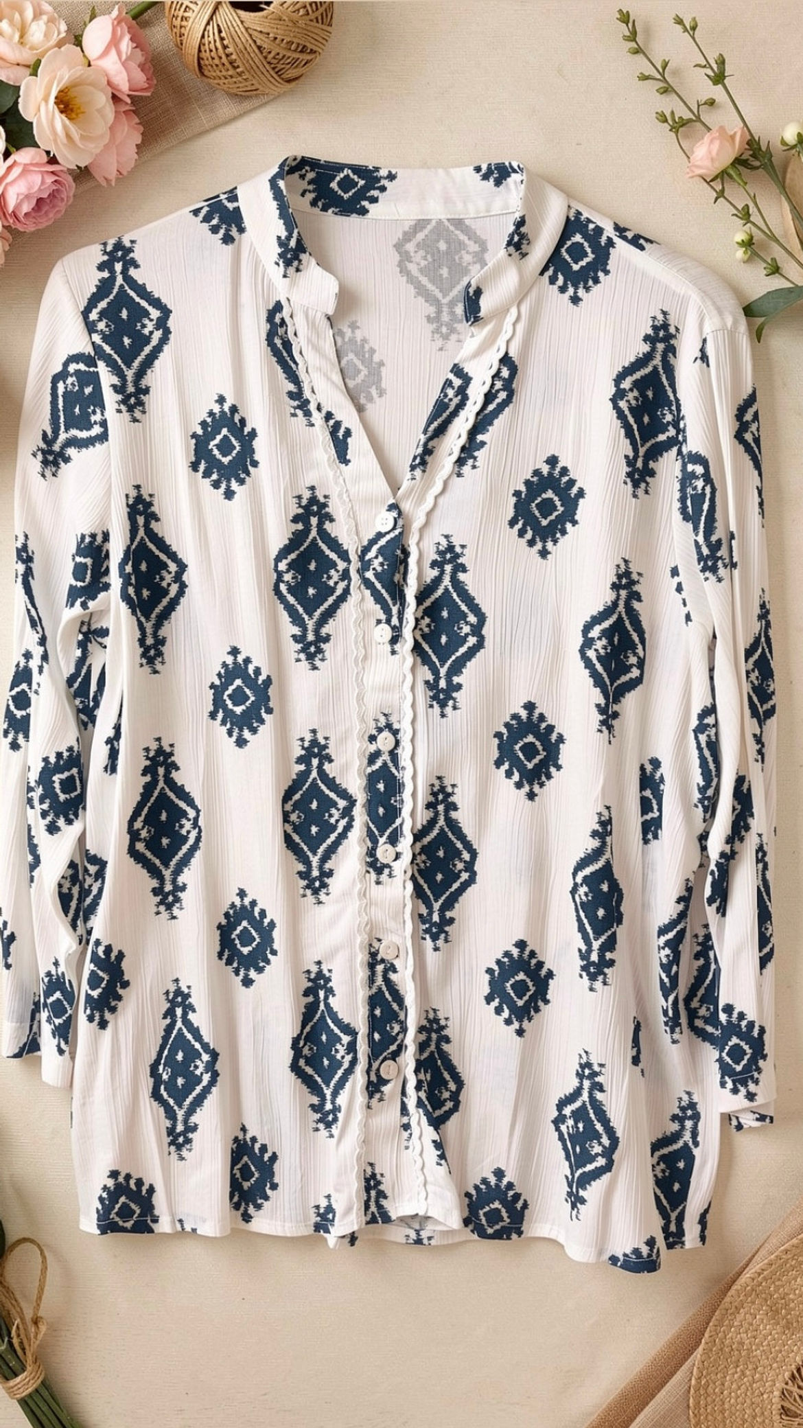 White printed lace top 