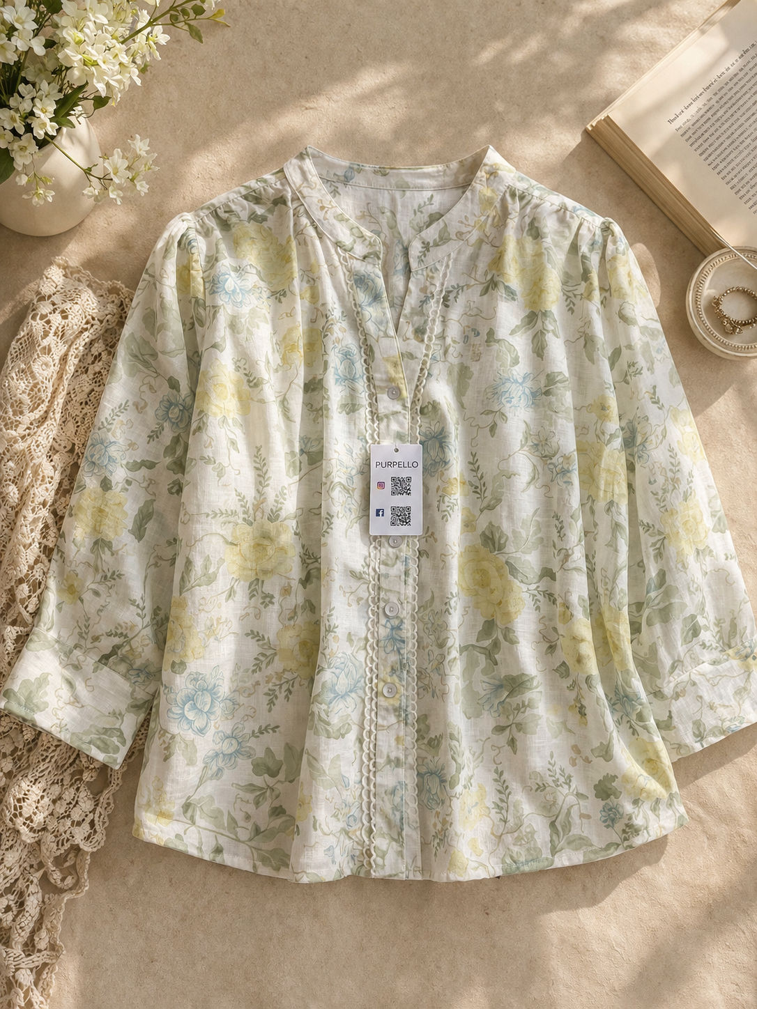 Floral printed lace blouse 