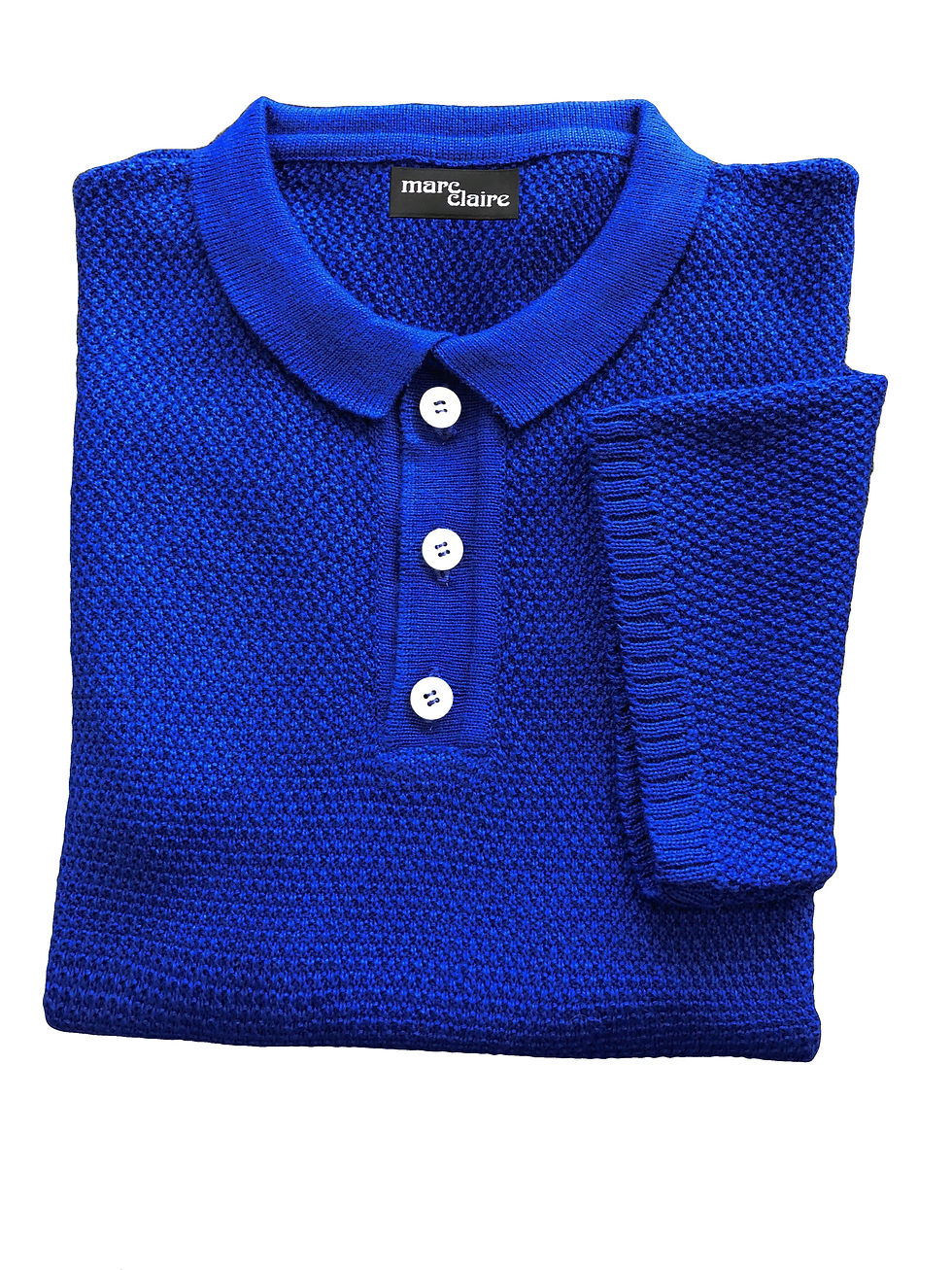 Miniaturbild: Herren Pullover, Struktur, Strickpullover, Merinowolle, Polokragen, Knopfleiste, Langarm,  royalblau,  gelegte Ansicht