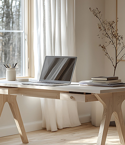 Home office workspace representing professional bookkeeping and payroll services for small businesses.