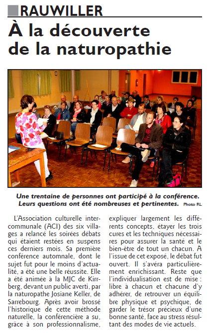 Article RL - conférence du 9 oct 2015 sur la naturopathie