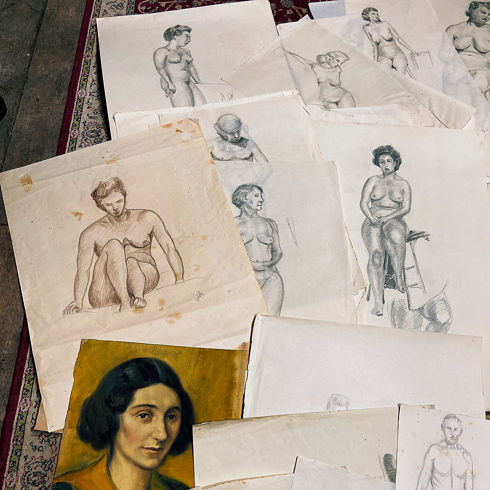 Thumbnail: Folio of Nude Life Drawings - Circa 1920s
